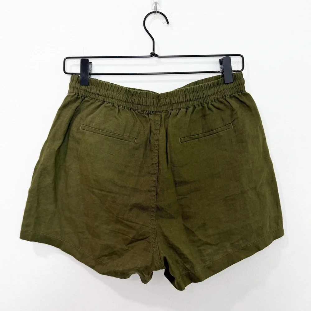 Quince 100% European Linen Shorts in Martini Olive Green size Small - Picture 3 of 5